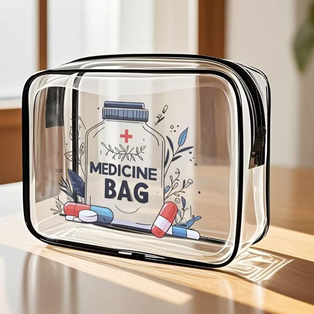 Medicine Bag PVC Clear Pouch Zippered 8 x 6-in Home Work Travel Camper Gift NEW